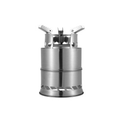 Portable Stainless Steel Round Wood Burning Stove, Outdoor Camping Picnic Stove, Charcoal & Solid Alcohol Stove (Small Size)