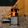 Portable Stainless Steel Round Wood Burning Stove, Outdoor Camping Picnic Stove, Charcoal & Solid Alcohol Stove (Small Size)