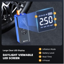 Wireless Portable Car Air Compressor, Digital Display Tire Inflator, High Power 22-Cylinder Air Pump for Vehicles